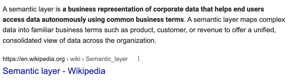 Semantic Layer Definition from Wikipedia
