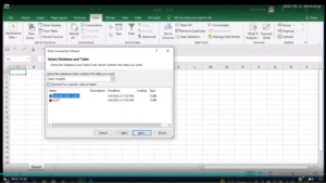 Excel - select database and table