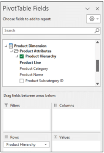 Adding the Product Hierarchy to a PivotTable