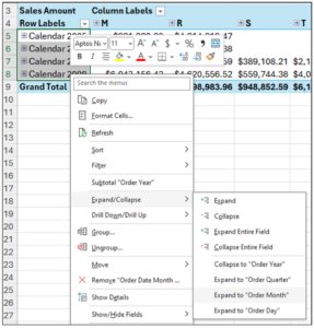 Expanding the Order Date Month Hierarchy