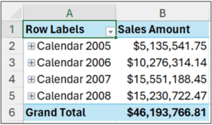 Excel- The first PivotTable