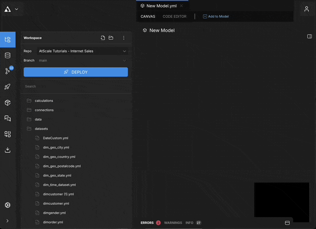AtScale Visual Modeling Tool - drag and drop