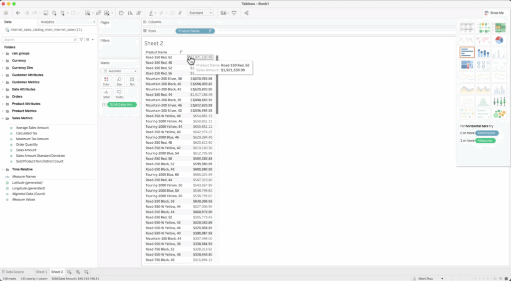 Semantic objects automatically populate in Tableau 