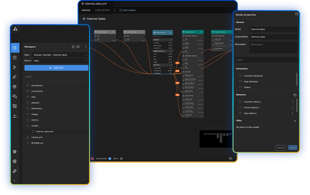 AtScale Developer Edition - platform screenshots