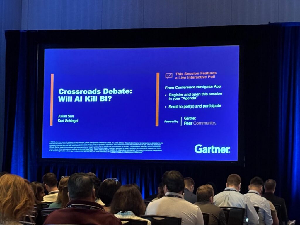 A session debating whether AI will kill BI
