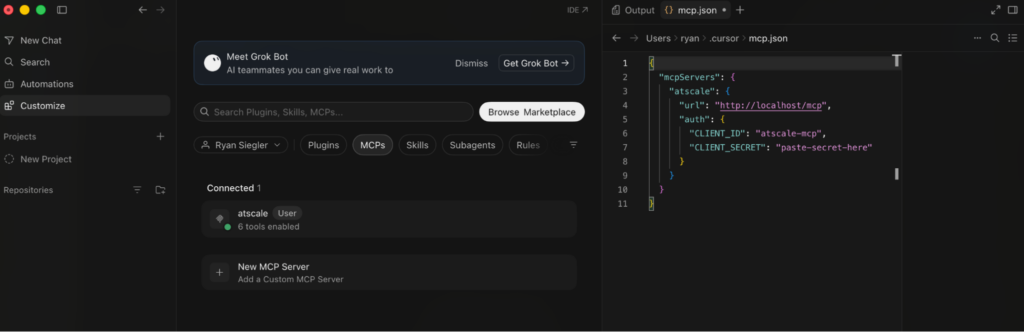 Configure the MCP in Grok