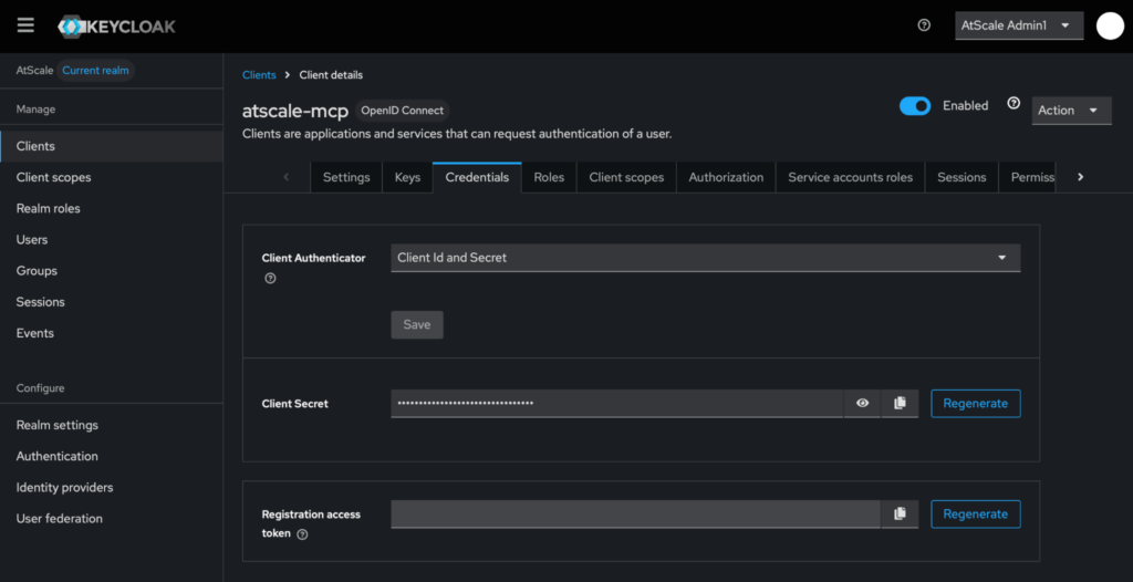 Keycloak - generate client secret