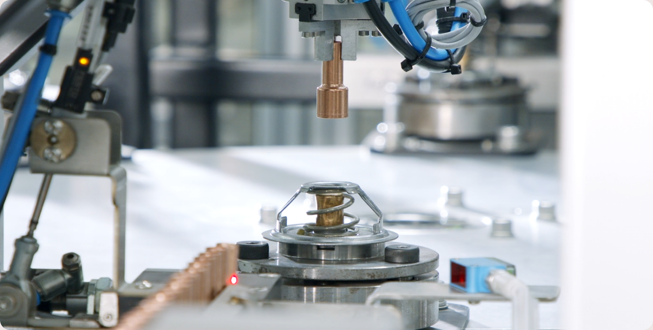 Automated machinery on a manufacturing line